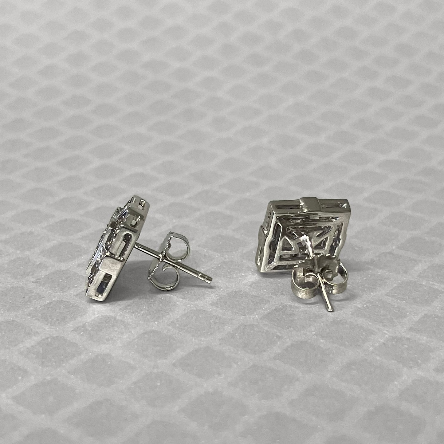 Preowned White Gold and Diamond Le Vian Square Stud Earrings