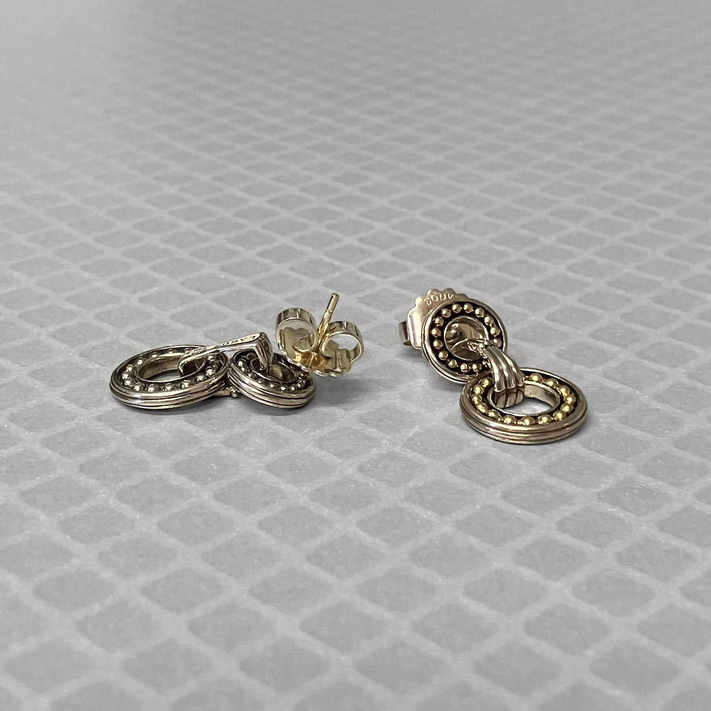 Preowned Sterling Silver and Yellow Gold Lagos Caviar Drop Earrings