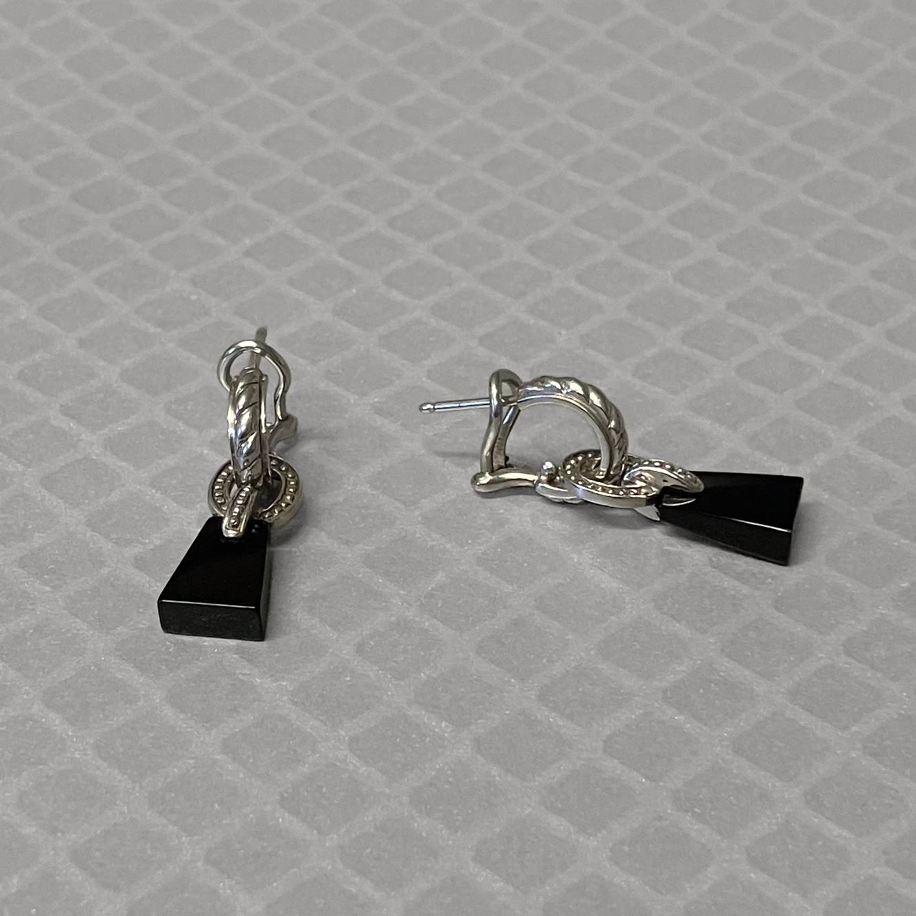 Preowned Sterling Silver and Onyx Judith Ripka Drop Earrings