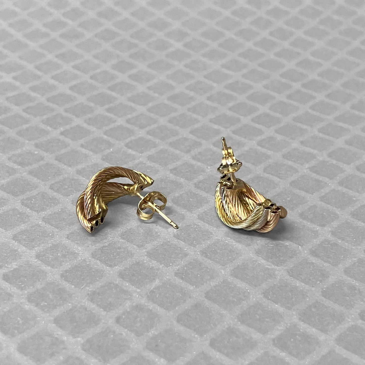Preowned Tricolor Gold Twist Earrings