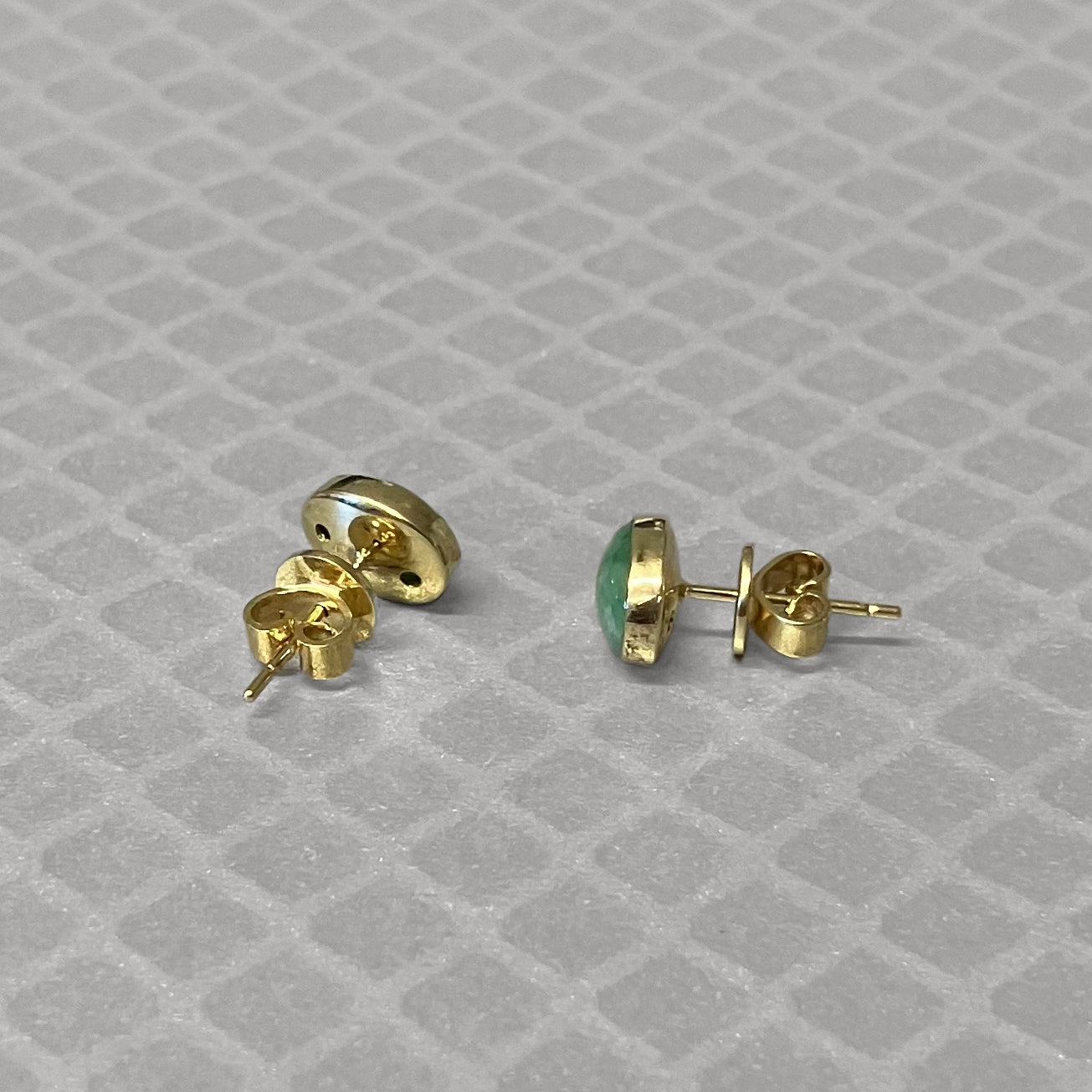 Preowned Yellow Gold and Jadeite Stud Earrings