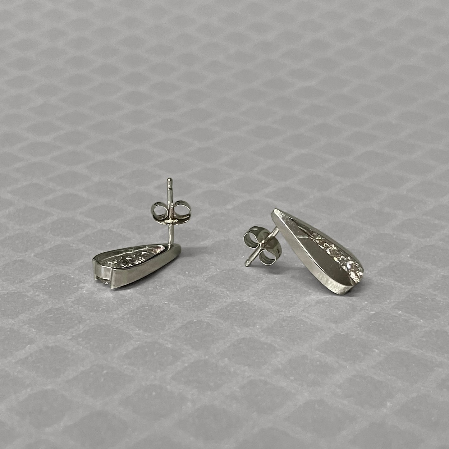 Preowned White Gold and Three Diamond Earrings