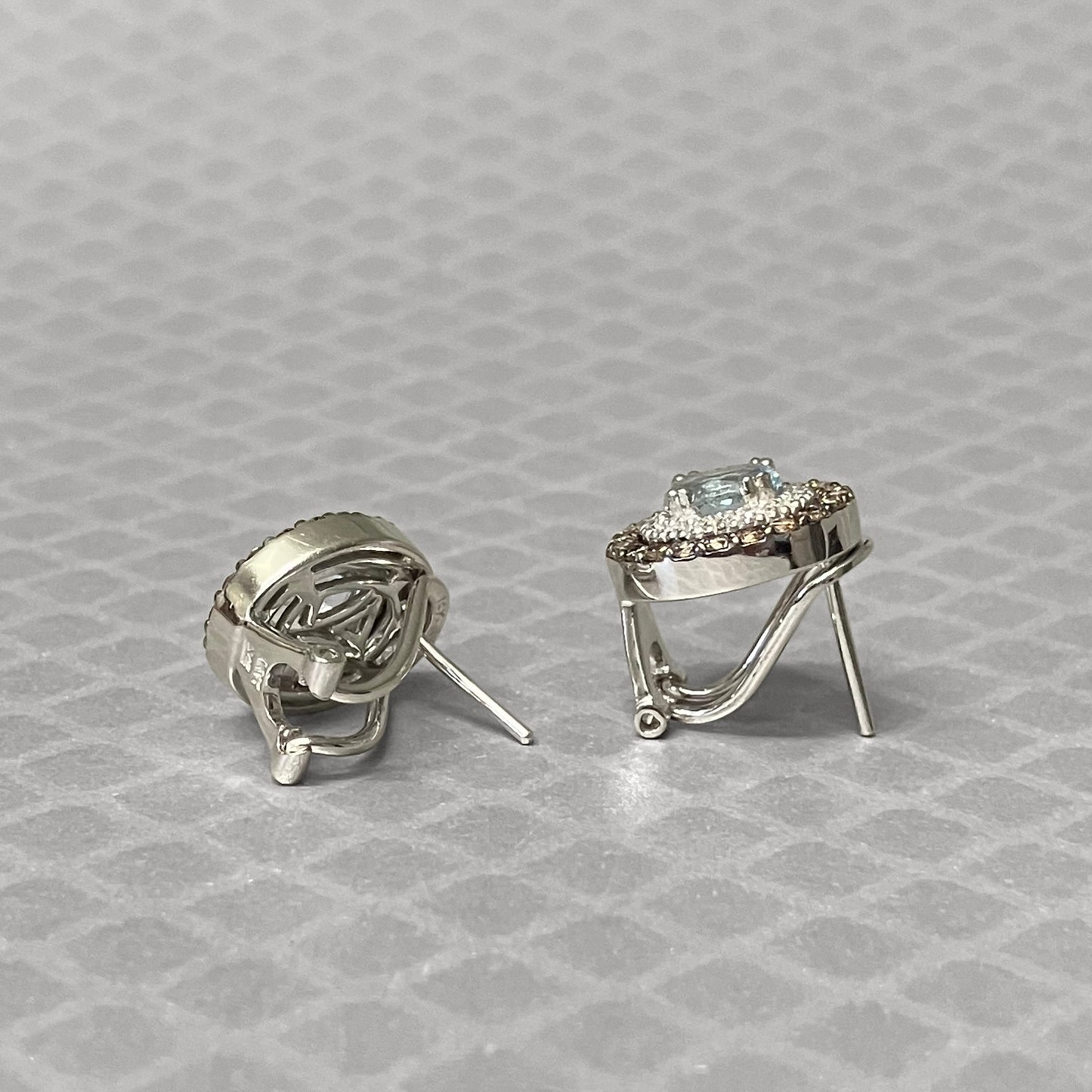 Preowned White Gold and Aquamarine, White and Chocolate Diamond Le Vian Earrings