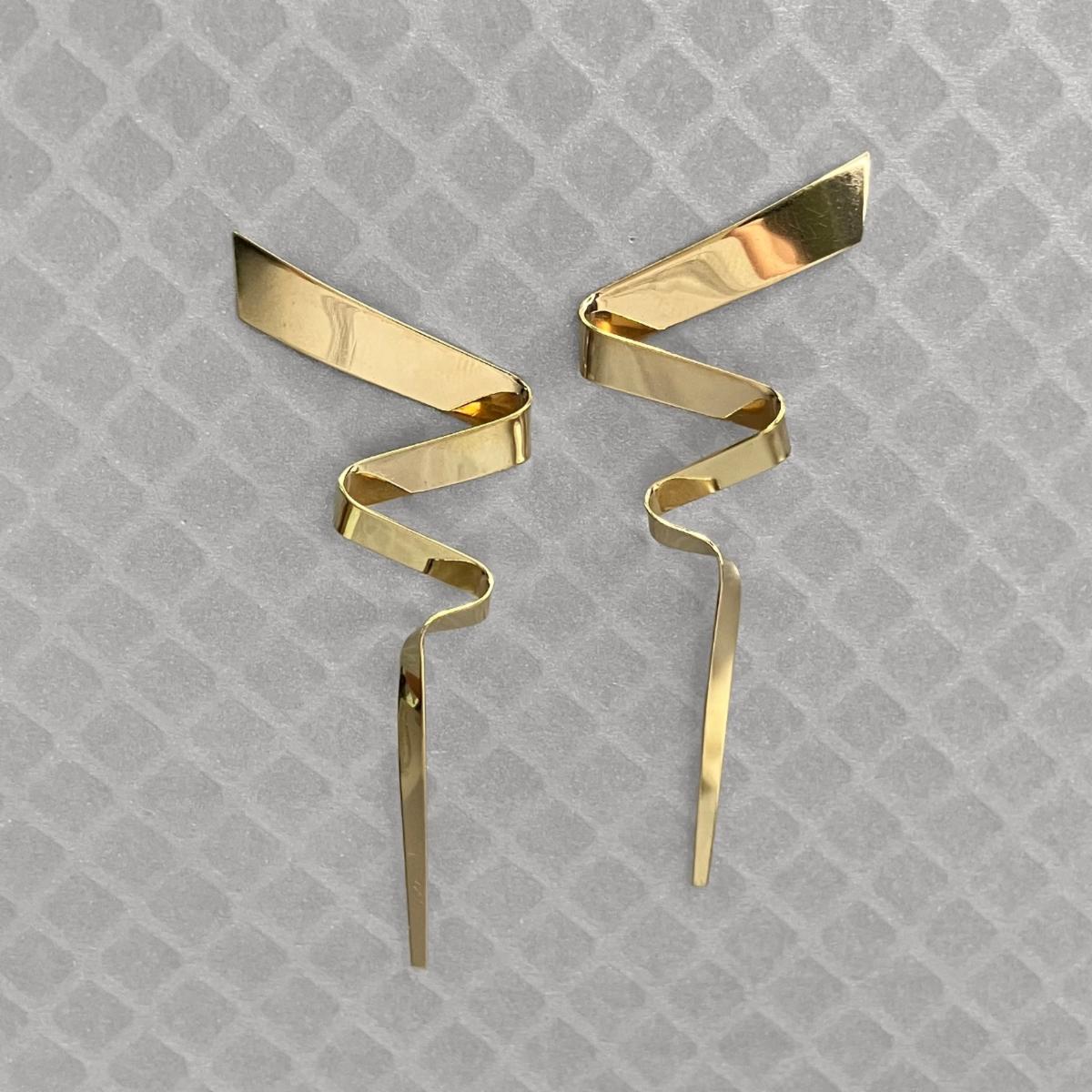 Preowned Yellow Gold Alan Revere Zig Zag Earrings