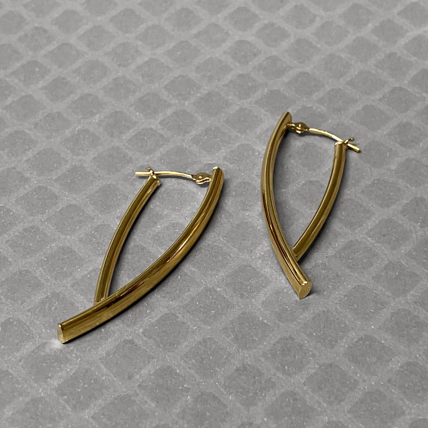 Preowned Yellow Gold Elongated Hoop Earrings