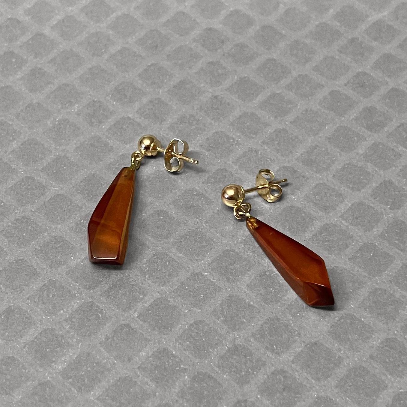 Preowned Yellow Gold and Amber Dangle Earrings