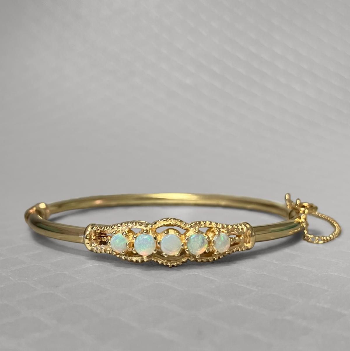 Preowned Yellow Gold and Opal Hinge Bracelet