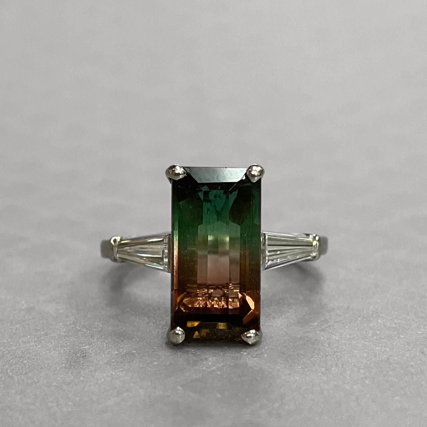Preowned Platinum Bi-color Tourmaline and Diamond Ring