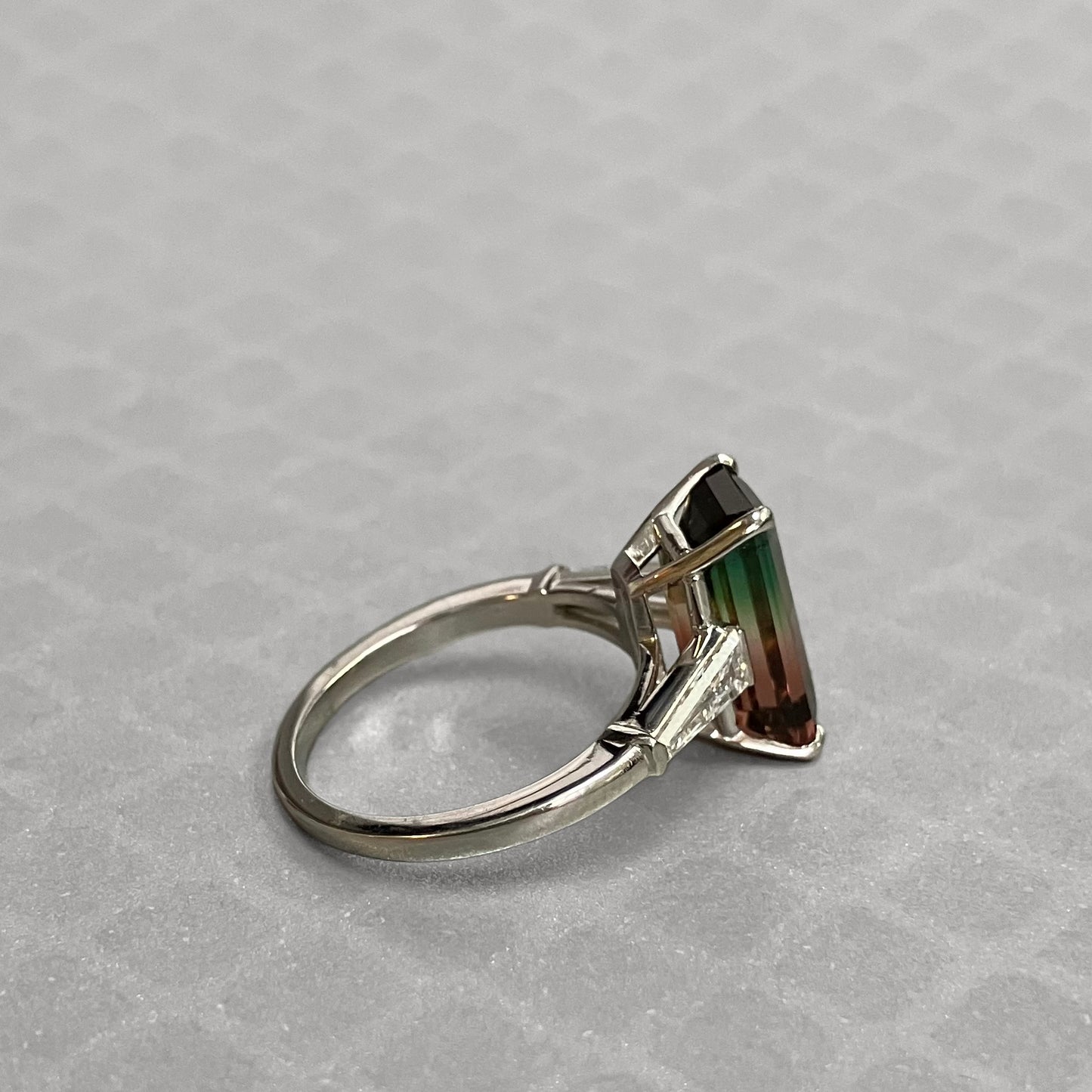 Preowned Platinum Bi-color Tourmaline and Diamond Ring