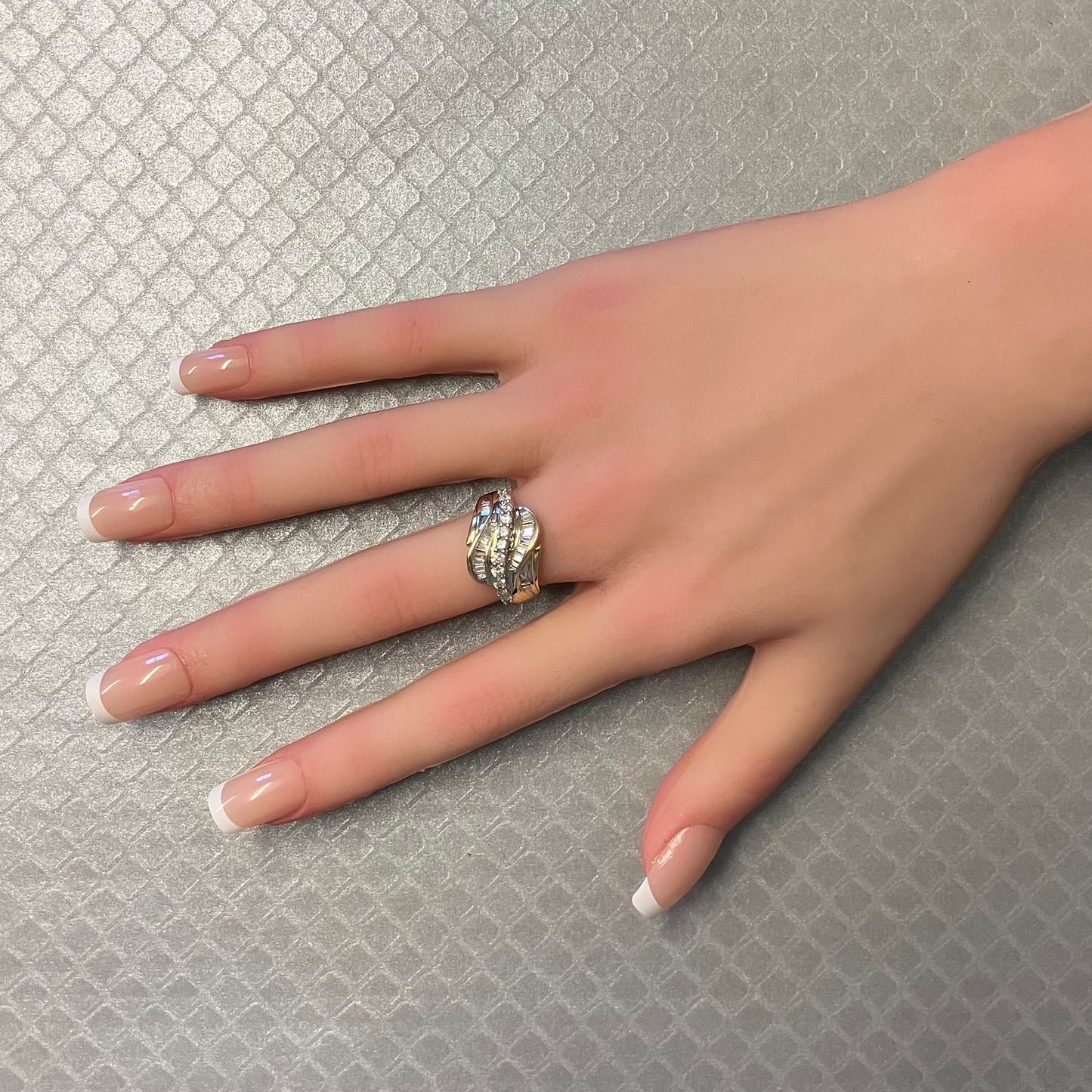 Preowned Yellow Gold Round and Baguette Diamond Ring