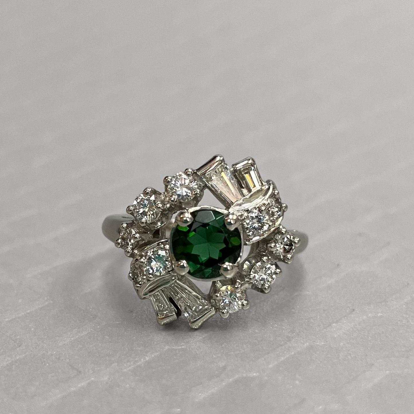 Preowned Platinum and Green Tourmaline Ring