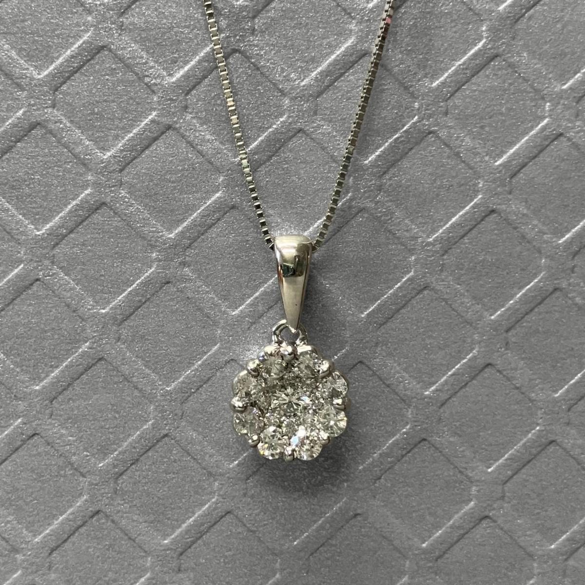 Preowned White Gold and Diamond Cluster Pendant