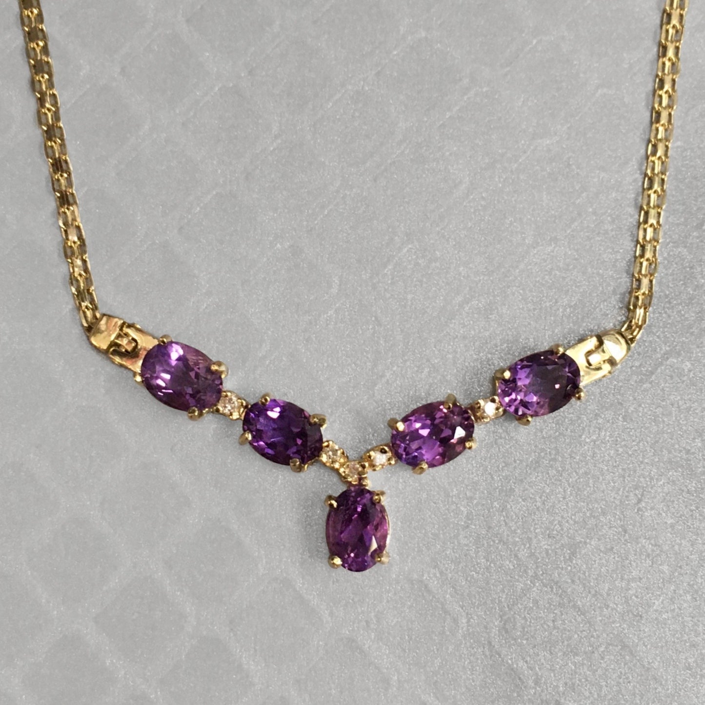 Preowned Yellow Gold Amethyst and Diamond Pendant
