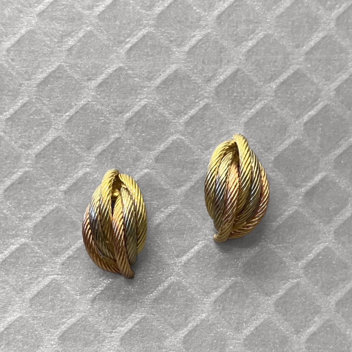 Preowned Tricolor Gold Twist Earrings