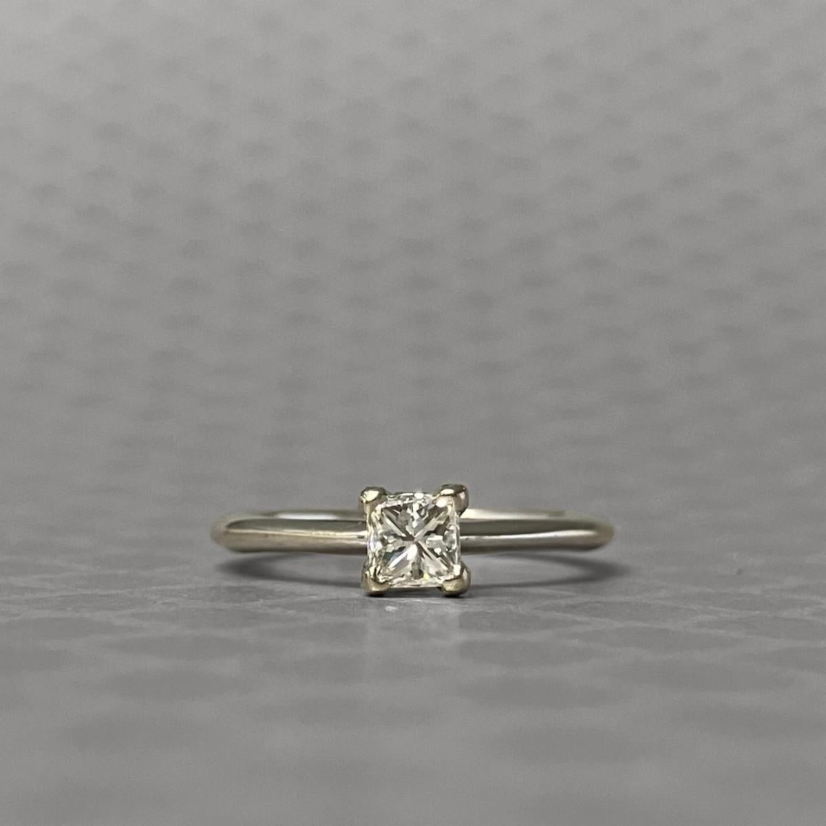 Preowned White Gold and Princess Cut Diamond Solitaire Ring