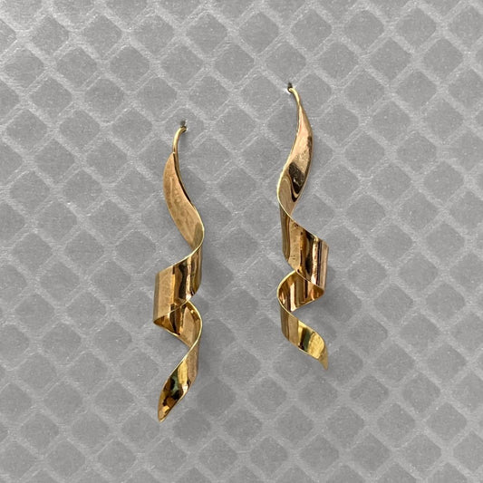 Preowned Yellow Gold Curled Ribbon Earrings