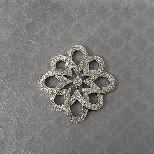 Preowned White Gold and Diamond Open Swirl Pendant