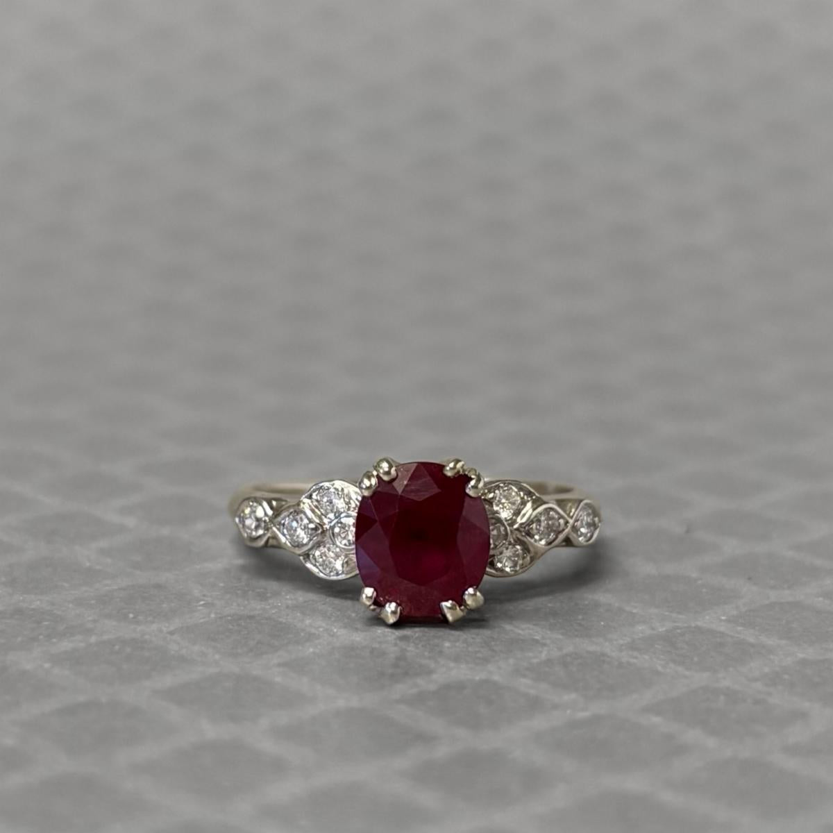 Preowned White Gold Ruby and Diamond Ring