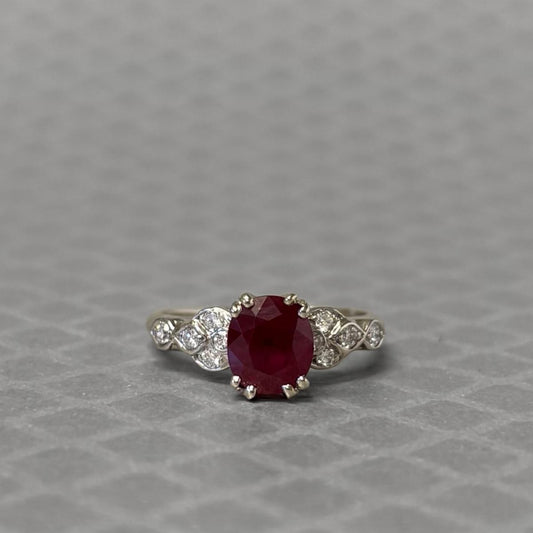 Preowned White Gold Ruby and Diamond Ring