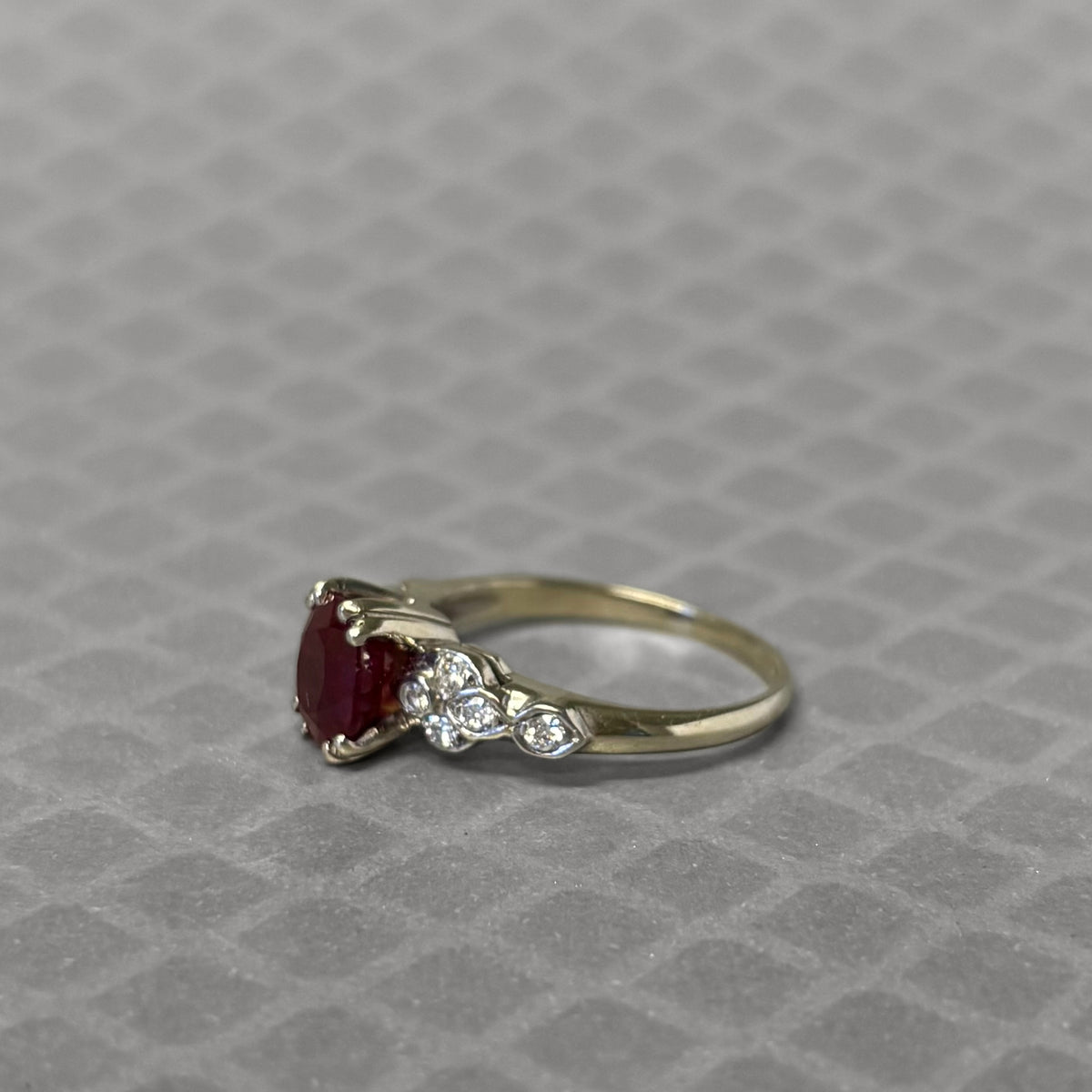 Preowned White Gold Ruby and Diamond Ring