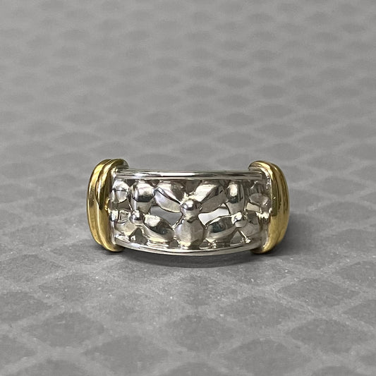Preowned Sterling Silver and Yellow Gold Open Design Ring