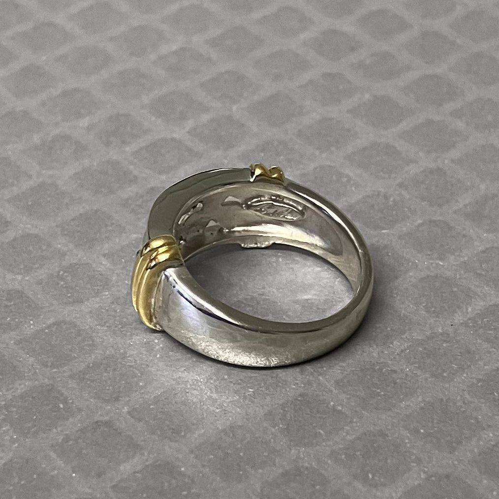 Preowned Sterling Silver and Yellow Gold Open Design Ring