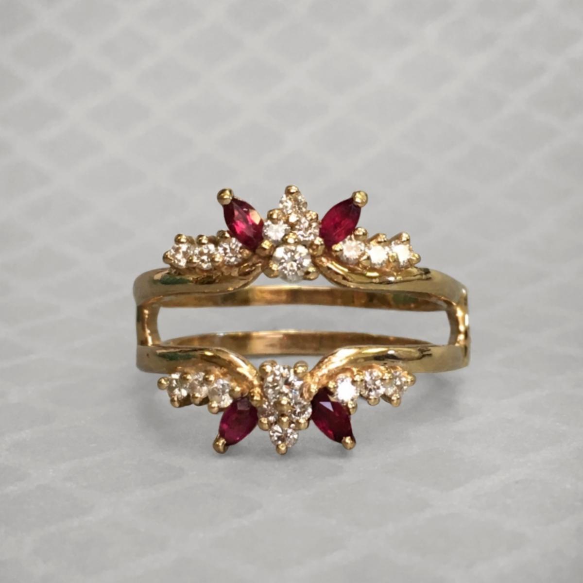 Preowned Yellow Gold Pink Tourmaline and Diamond Enhancer Ring