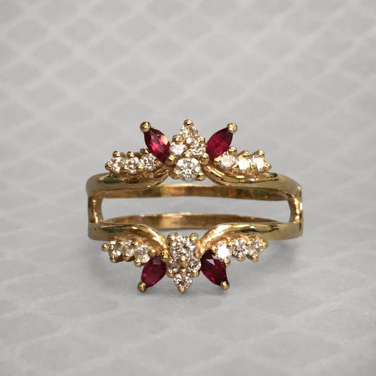 Preowned Yellow Gold Pink Tourmaline and Diamond Enhancer Ring