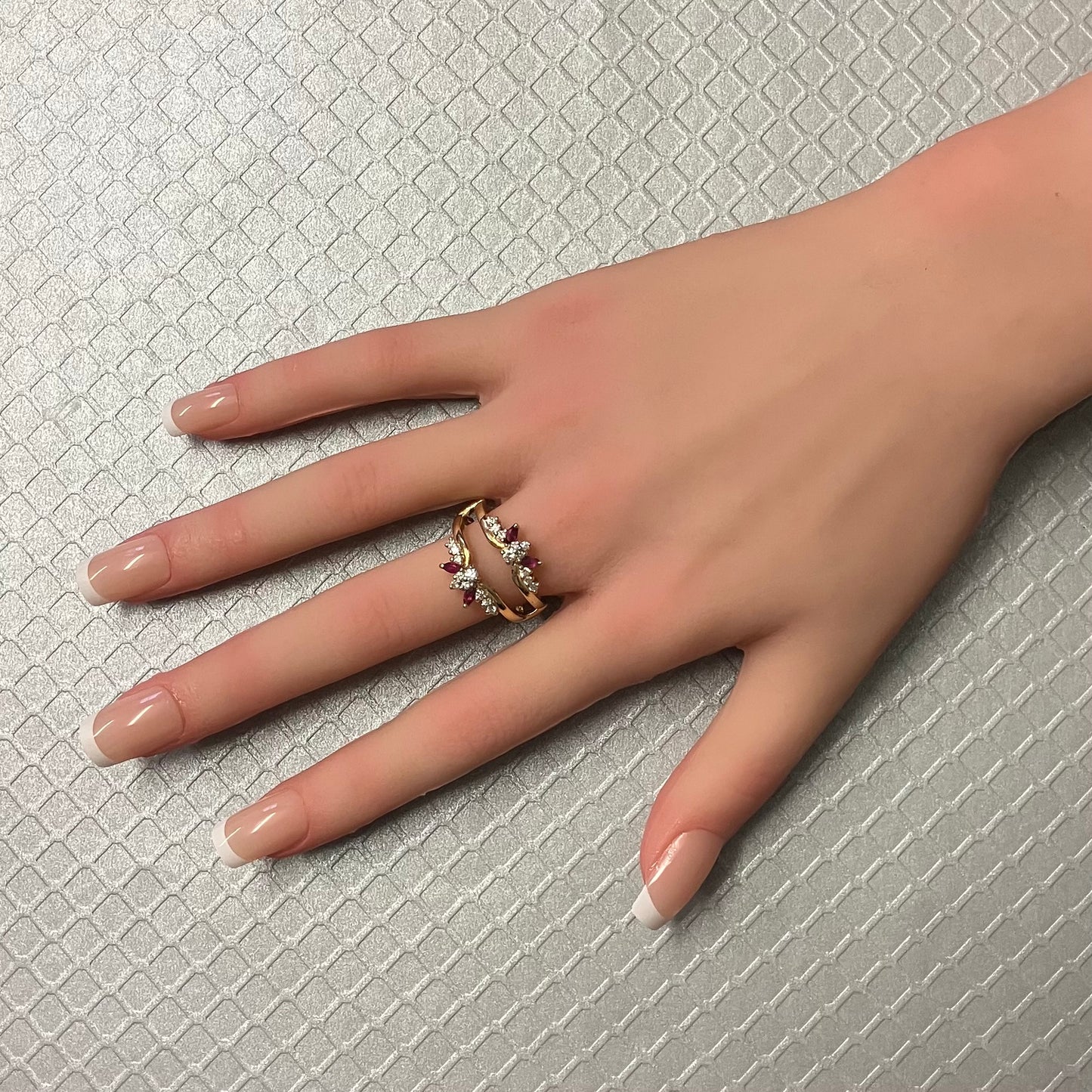 Preowned Yellow Gold Pink Tourmaline and Diamond Enhancer Ring