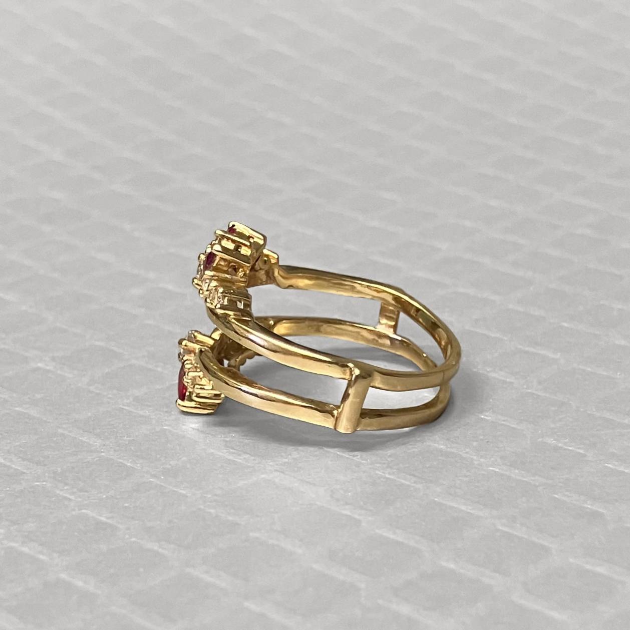 Preowned Yellow Gold Pink Tourmaline and Diamond Enhancer Ring