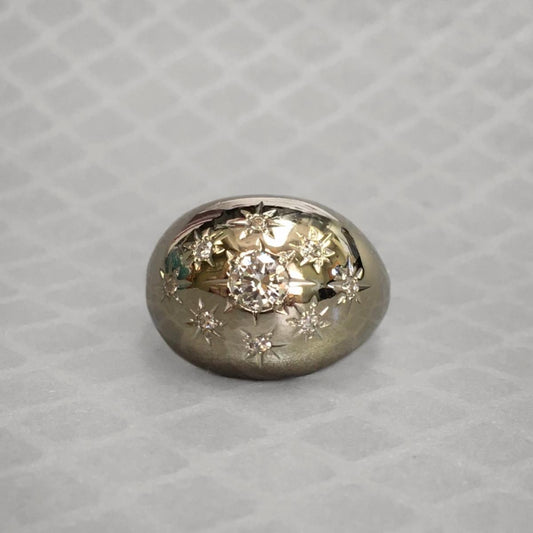 Preowned White Gold and Diamond Star Set Dome Ring