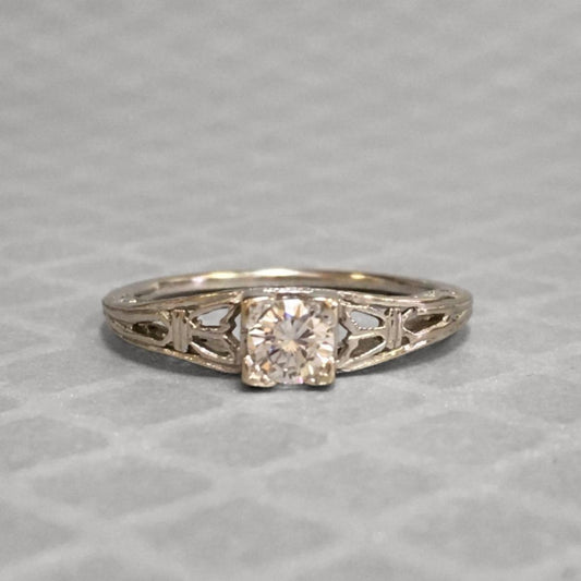 Preowned White Gold and Transition Cut Diamond Cut-Out Ring