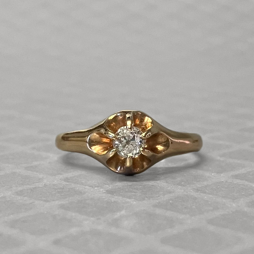 Preowned Yellow Gold and Old European Cut Diamond Belcher Ring