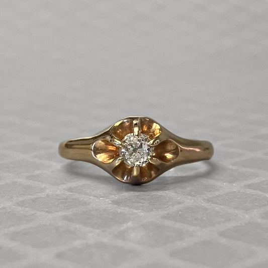 Preowned Yellow Gold and Old European Cut Diamond Belcher Ring
