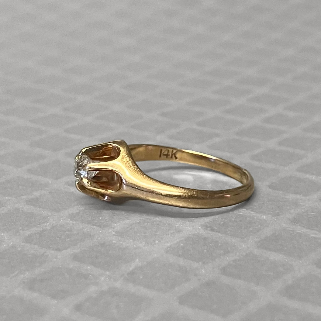 Preowned Yellow Gold and Old European Cut Diamond Belcher Ring