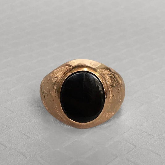 Preowned Yellow Gold and Onyx Men's Ring