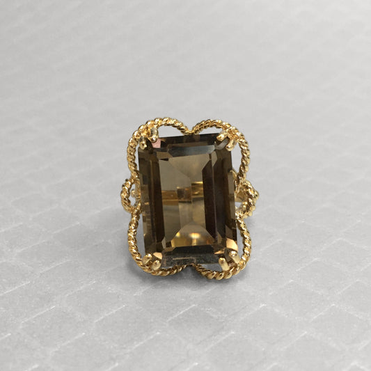 Preowned Yellow Gold and Smokey Quartz Ring