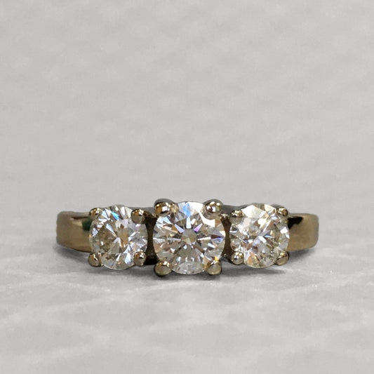 Preowned Yellow Gold and Three Stone Diamond Ring