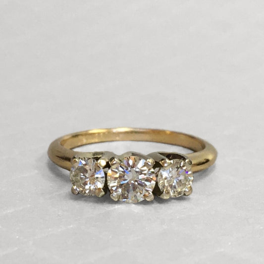 Preowned Yellow Gold and Three Stone Diamond Ring