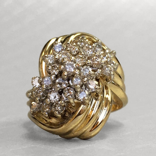 Preowned Yellow Gold and Diamond Cluster Swirl Ring