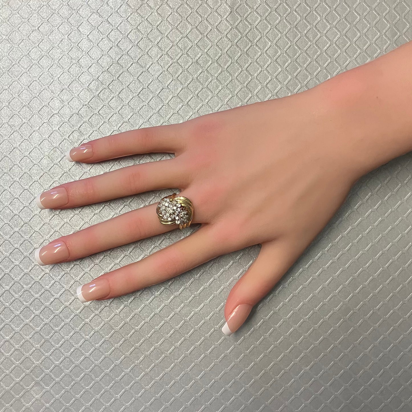 Preowned Yellow Gold and Diamond Cluster Swirl Ring