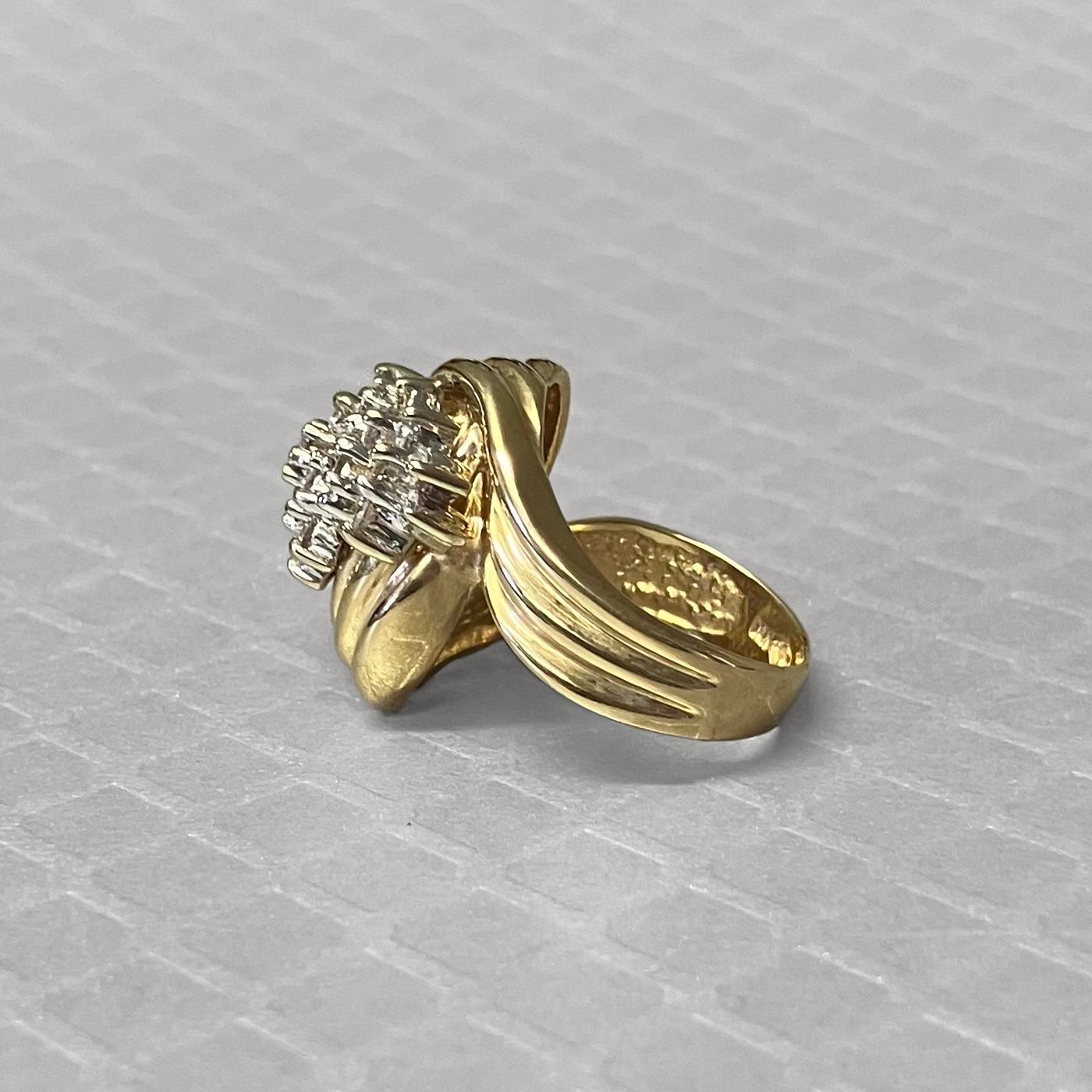 Preowned Yellow Gold and Diamond Cluster Swirl Ring