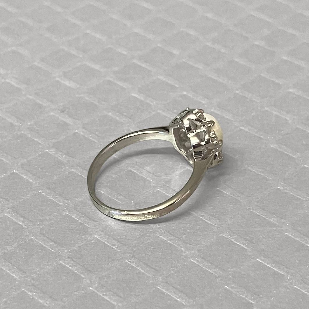 Preowned White Gold Opal and Diamond Ring