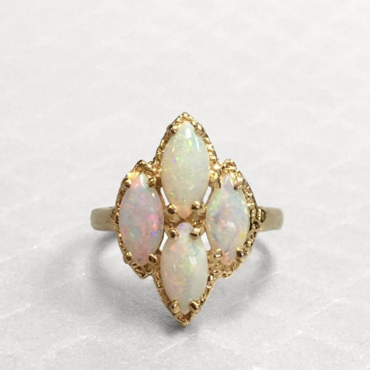 Preowned Yellow Gold and Marquise Opal Ring