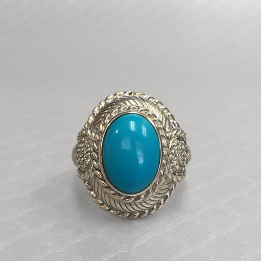 Preowned Sterling Silver Turquoise and Cubic Zirconia Judith Ripka Ring