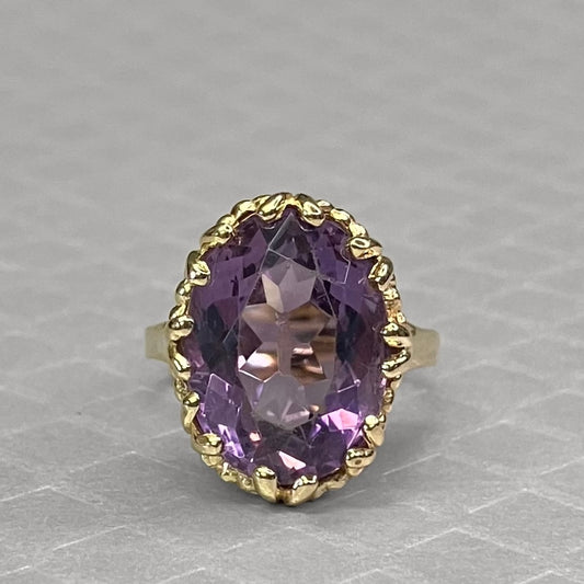 Preowned Yellow Gold and Amethyst Crown Style Ring