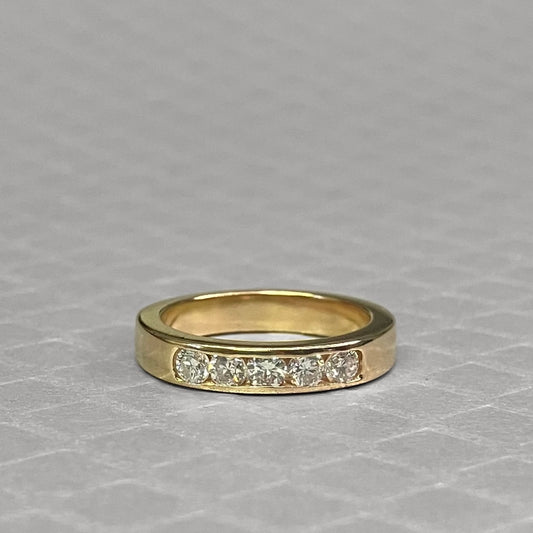 Preowned Yellow Gold and Five Diamond Channel Set Ring