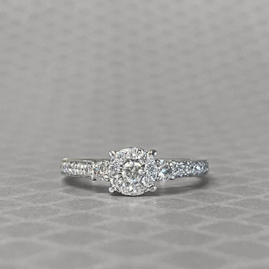 Preowned White Gold and Diamond Cluster Ring