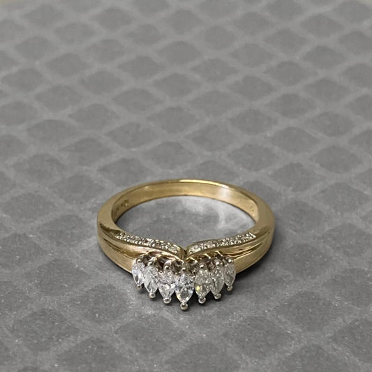 Preowned Yellow Gold and Graduated Marquise Diamond Ring
