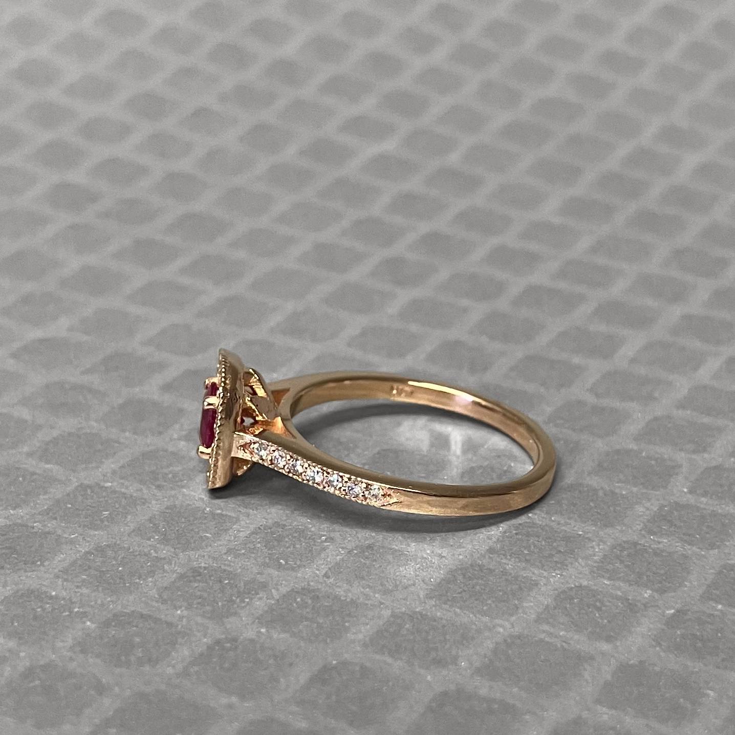 Preowned Rose Gold Ruby and Diamond Ring